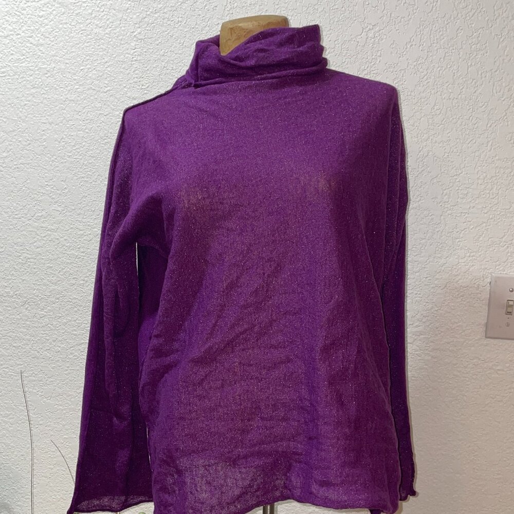 NWT PIER ANTONIO GASPARI Purple Virgin Wool Pullover Made in Italy sz 42 M L